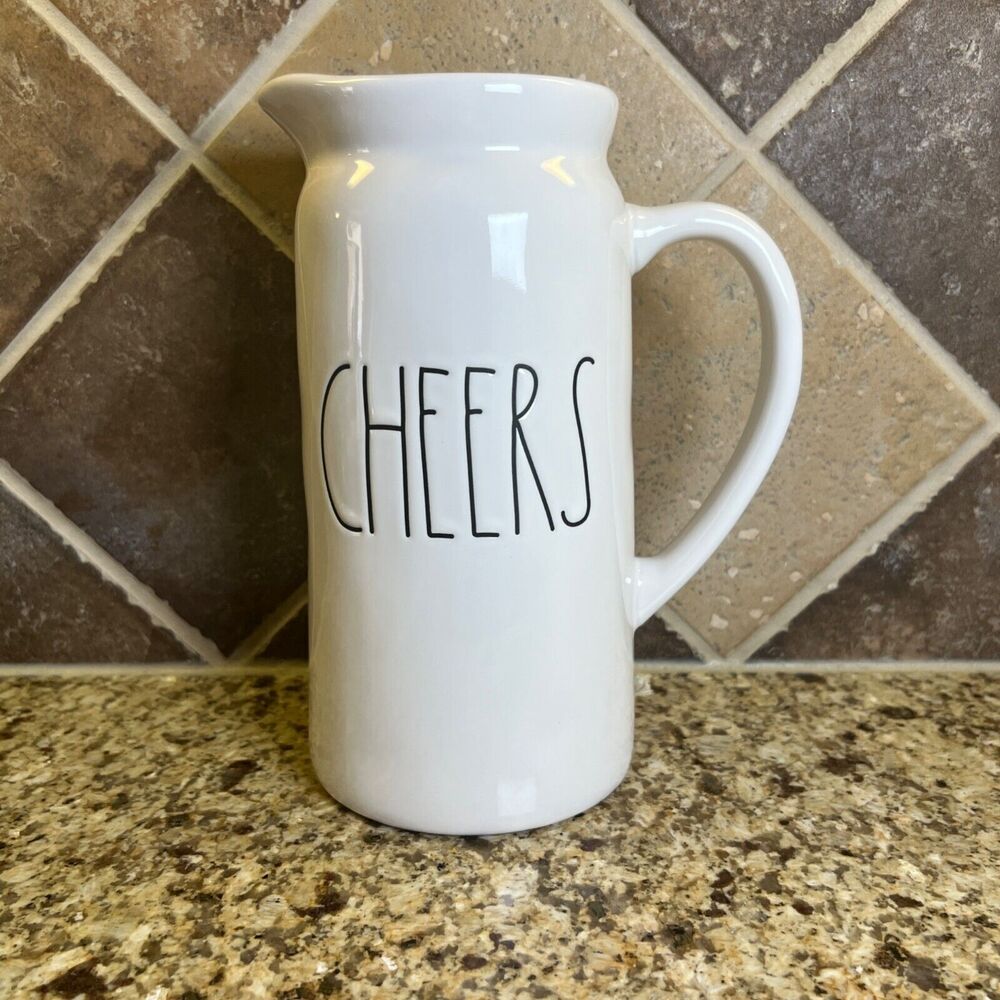 Rae Dunn Artisan Collection CHEERS Pitcher White Ceramic By Magenta Farmhouse